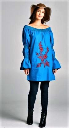 GO GIRL STYLISH BOHO EMBROIDERED DRESS IN BLUE-------sale