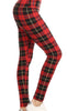 CLASSIC PLAID PRINT PLUS SIZE LEGGINGS RED & MULTI-COLOR