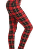 CLASSIC PLAID PRINT PLUS SIZE LEGGINGS RED & MULTI-COLOR