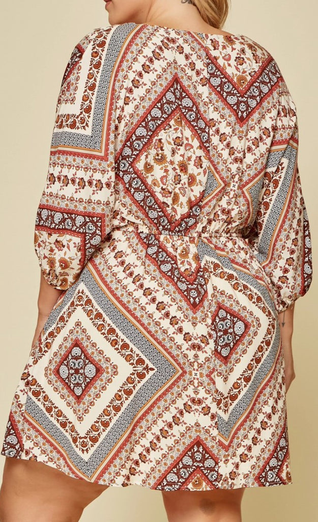 Incredible Beauty Woven Dress in Burgundy & Cream------------sale