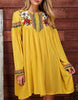 EMBROIDERED DRESS IN MUSTARD----------------sale