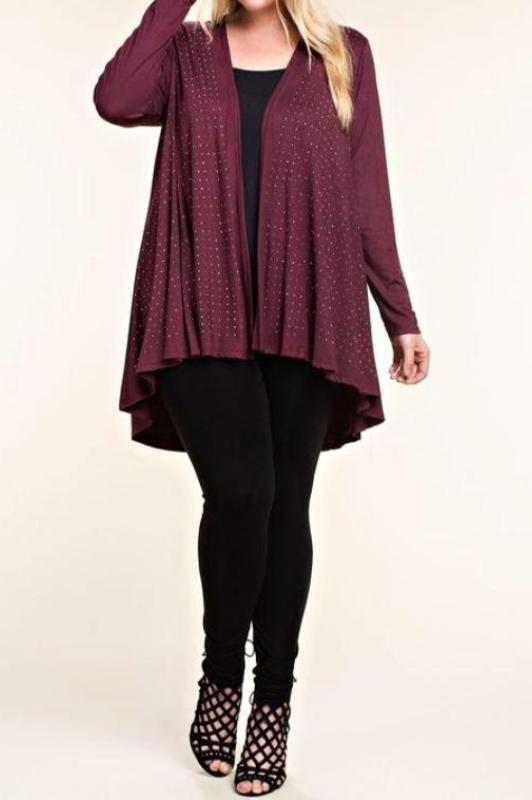 LET'S GO OUT IN STYLE EMBELLISHED WITH STONES CARDIGAN IN DEEP PLUM [product vendor] - Life is Chic Boutique