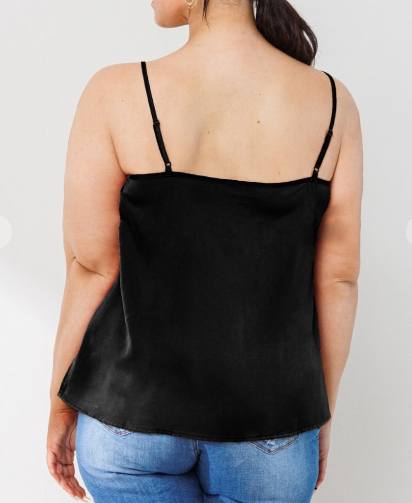 MY SWEET LOVE STYLISH SATIN TOP IN BLACK