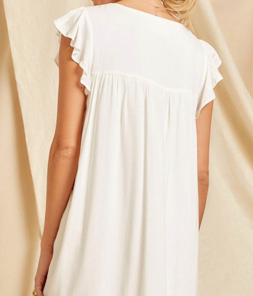 GRACEFUL DARLING EMBROIDERED FLORAL DRESS IN IVORY