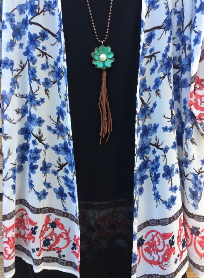 ALL THE WAY TO PARADISE KIMONO IN BLUE MIX [product vendor] - Life is Chic Boutique