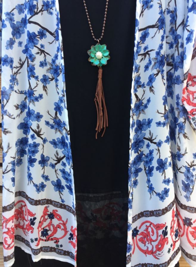 ALL THE WAY TO PARADISE KIMONO IN BLUE MIX [product vendor] - Life is Chic Boutique