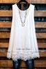 SWEETER THAN HONEY LACE SLIP DRESS EXTENDER TOP CAMI IN OFF WHITE