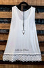 SWEETER THAN HONEY LACE SLIP DRESS EXTENDER TOP CAMI IN OFF WHITE