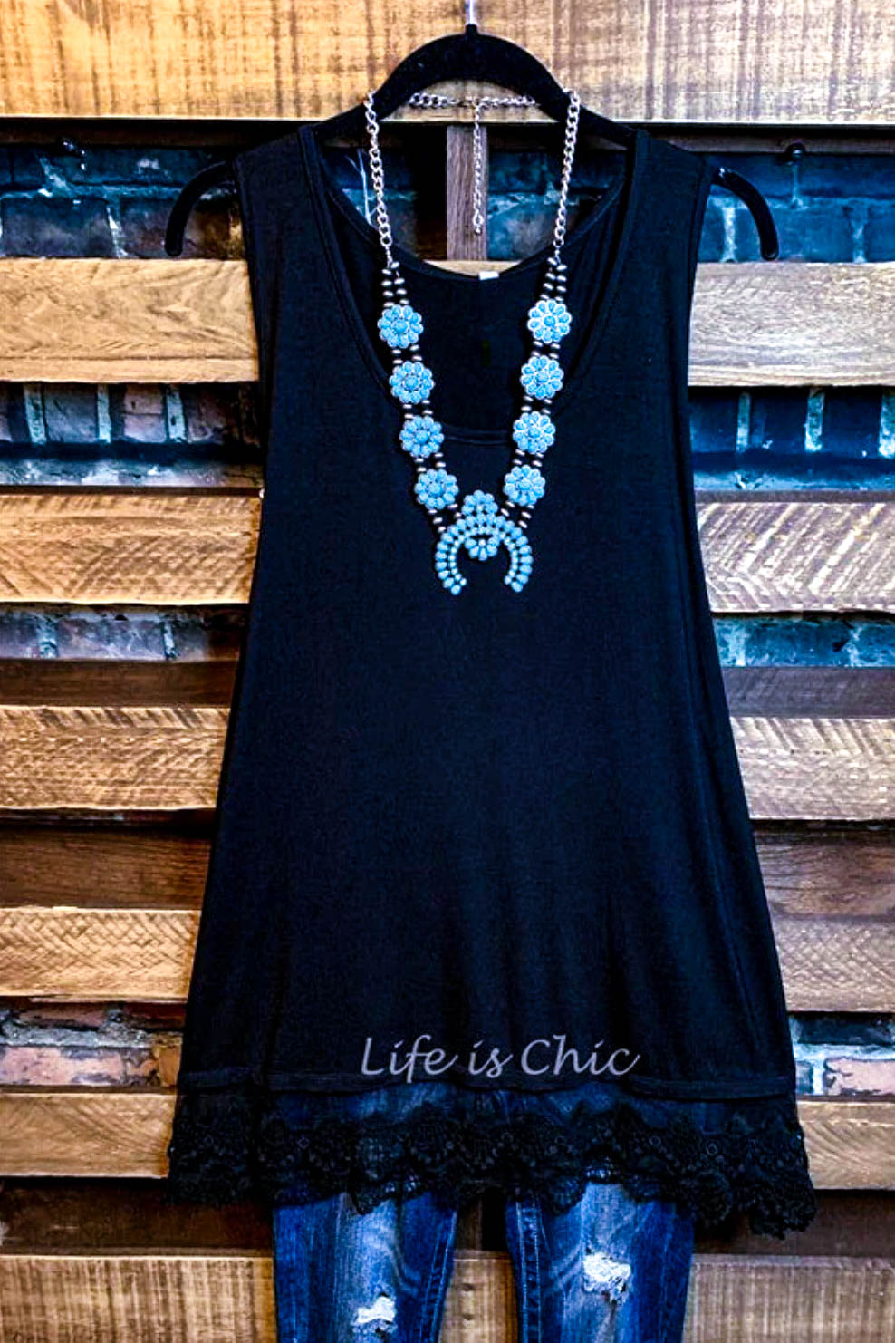 SWEETER THAN HONEY LACE SLIP DRESS EXTENDER TOP CAMI IN BLACK