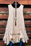 BEAUTIFUL MUSE ROSES LACE SLEEVELESS DRESS IN BEIGE