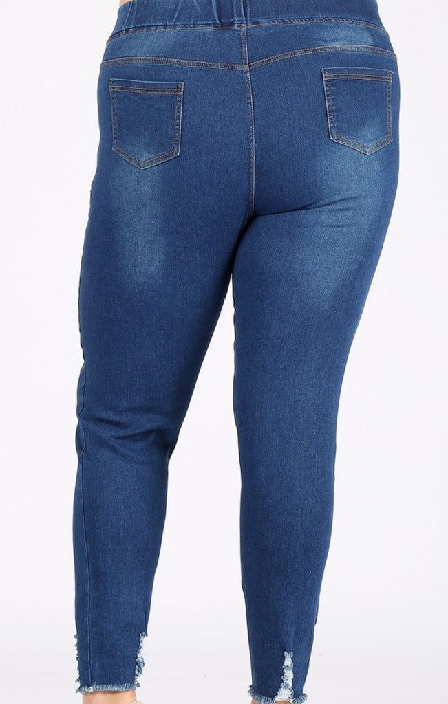 LET'S GO DISTRESSED SKINNY JEGGINGS DENIM PLUS SIZE