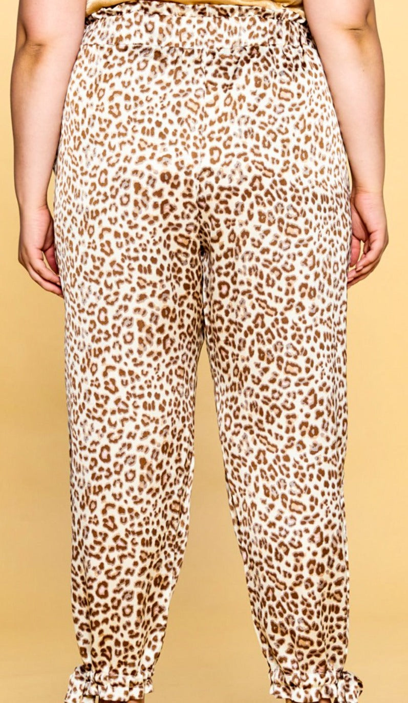 LOOKING GOOD TIMELESS SATIN LEOPARD PRINT PLUS SIZE PANTS