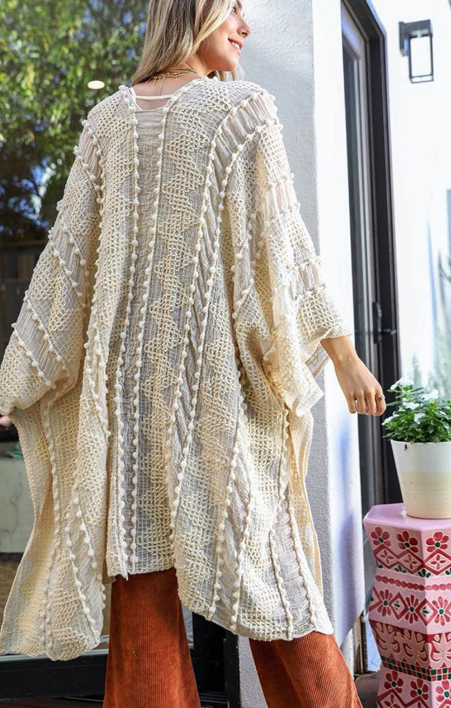 GENUINE BEAUTY CREAM CROCHET LACE KIMONO