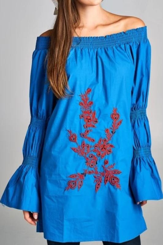 GO GIRL STYLISH BOHO EMBROIDERED DRESS IN BLUE-------sale