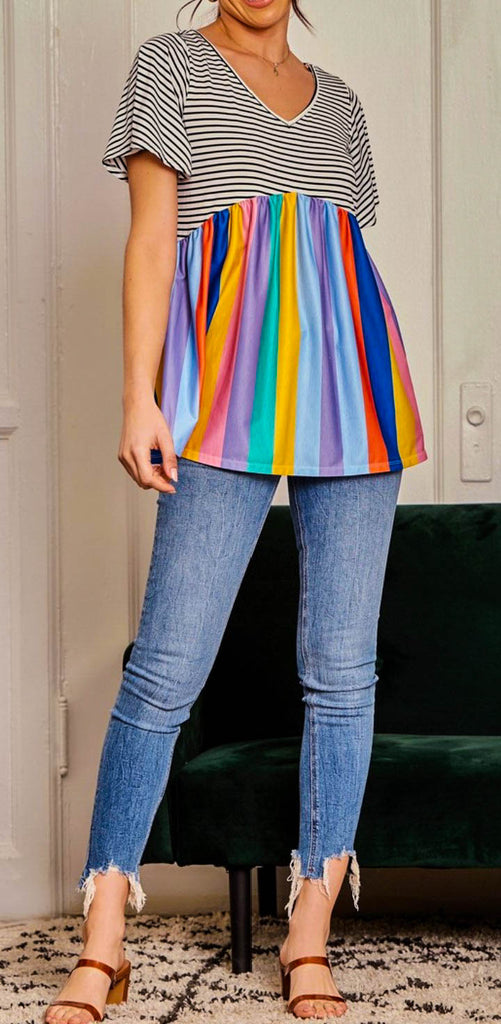 Under The Rainbow Babydool Top Multi-Color------------SALE