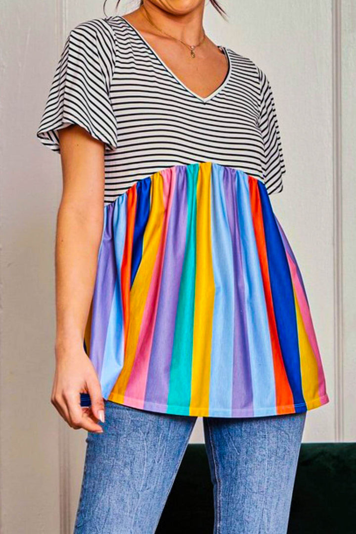 Under The Rainbow Babydool Top Multi-Color------------SALE