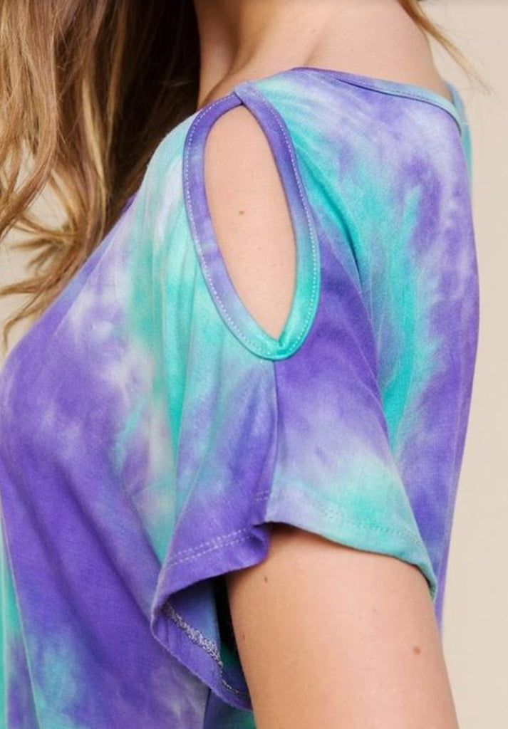 BLUE & PURPLE MULTI TIE DYE TUNIC-----------SALE