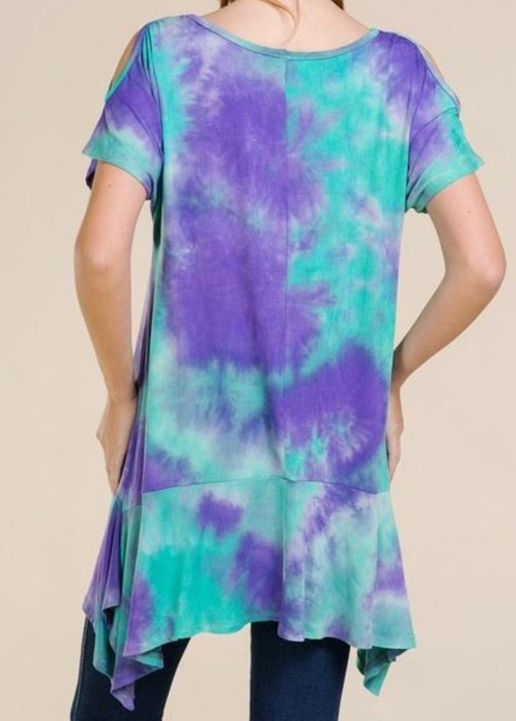 BLUE & PURPLE MULTI TIE DYE TUNIC-----------SALE