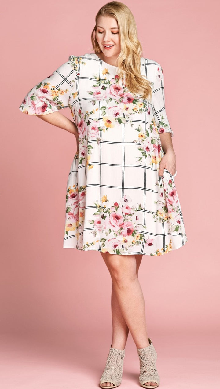 Dress in Ivory & Multi----------Sale