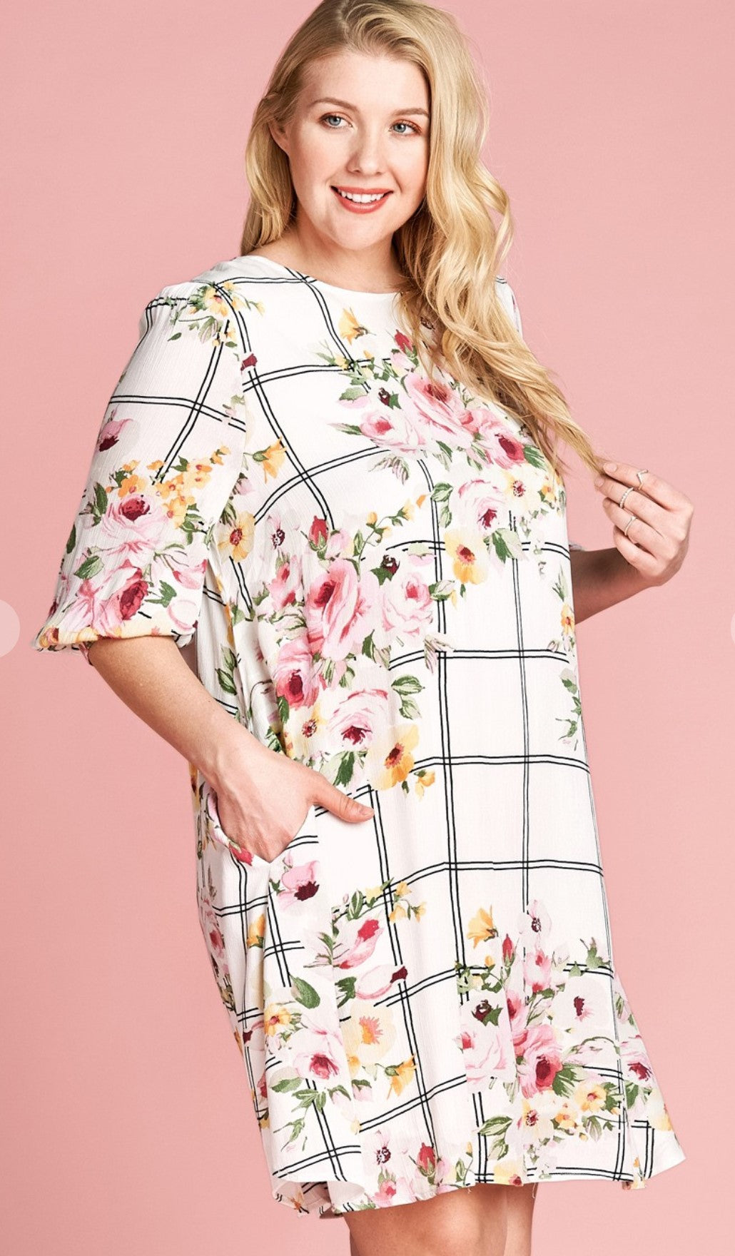 Dress in Ivory & Multi----------Sale