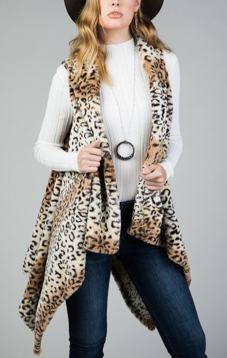 COLD WEATHER STYLISH CHARM FAUX FUR LEOPARD VEST