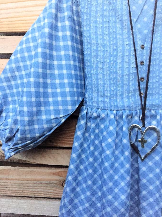 AMERICAN BEAUTY PLAID DRESS BABY DOLL IN LIGHT BLUE DENIM [product vendor] - Life is Chic Boutique
