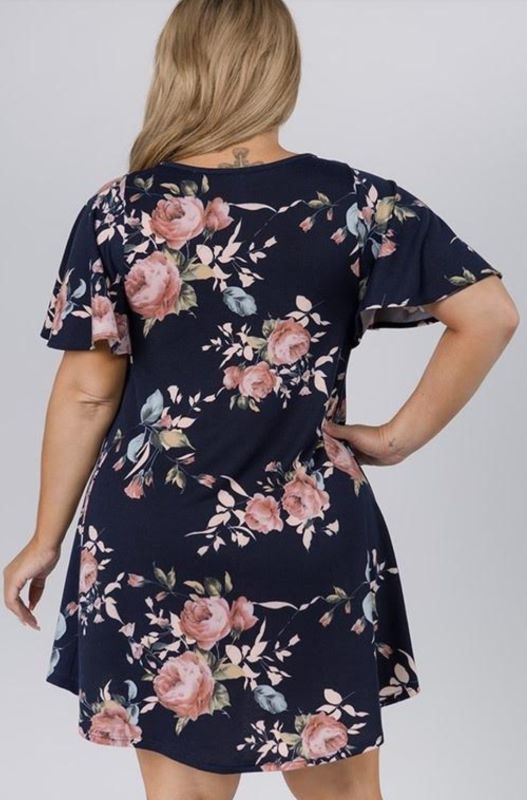 16-20 NAVY GARDEN TUNIC FLORAL PRINT---------SALE