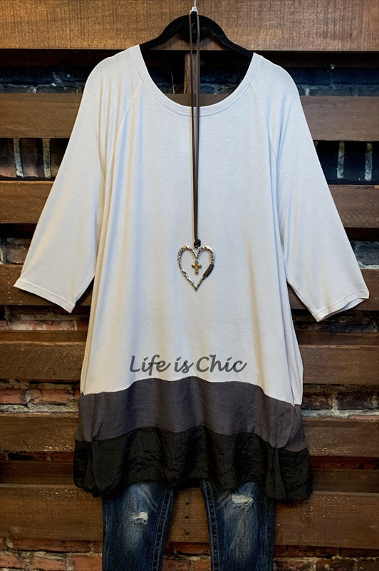 FOREVER MY LOVE STYLISH T-TUNIC IN GRAY ----sale