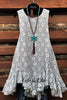 BEAUTIFUL MUSE LACE SLEEVELESS DRESS IN GRAY