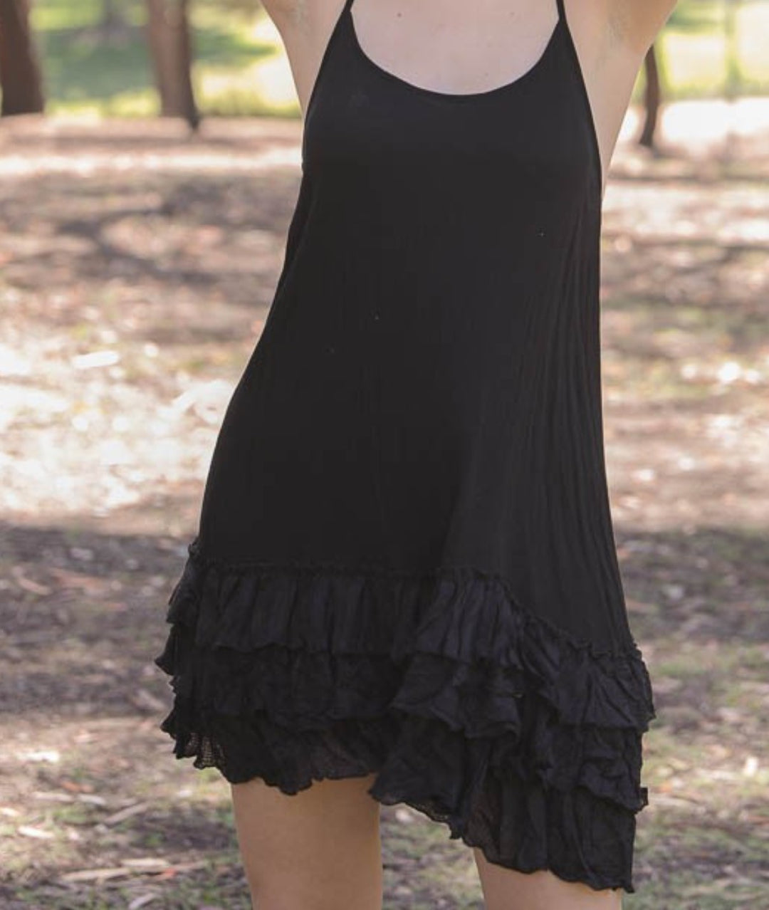 6-14 SIZE - SECRET LOVE BLACK RUFFLE SLIP EXTENDER DRESS-------SALE