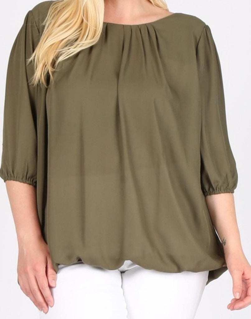 Blouse Plus Size in Olive --------Sale