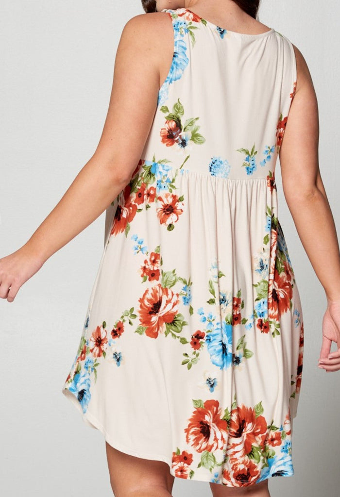 BEAUTY OF THE SEASON FLORAL DRESS IN IVORY & MIX