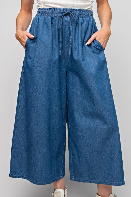 GO MY OWN WAY DENIM COMFY LOOSE FIT WIDE PANTS