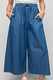 GO MY OWN WAY DENIM COMFY LOOSE FIT WIDE PANTS