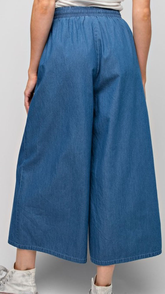 GO MY OWN WAY DENIM COMFY LOOSE FIT WIDE PANTS