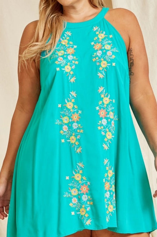 Beauty in The Details Emerald Green Floral Embroidered Dress-----------SALE