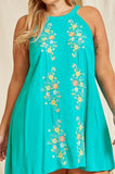 Beauty in The Details Emerald Green Floral Embroidered Dress-----------SALE