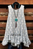 BEAUTIFUL MUSE LACE SLEEVELESS DRESS IN GRAY