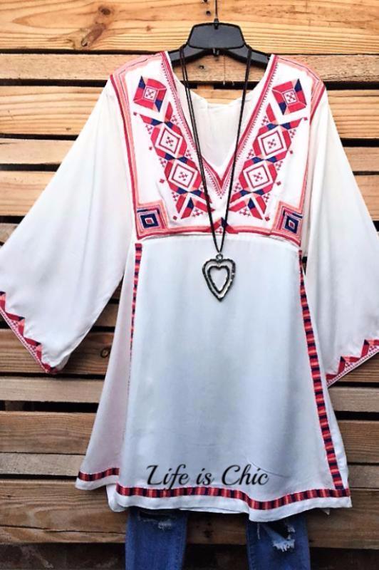 LIVING FREE & PEACE EMBROIDERED DRESS IN OFF-WHITE MIX [product vendor] - Life is Chic Boutique