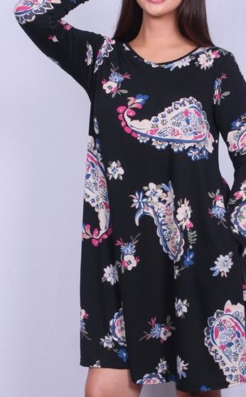 PAISLEY DREAM DRESS IN BLACK MIX---------sale