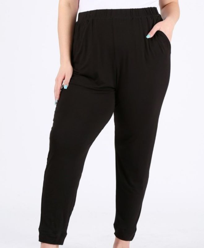 High-Waist Lightweight Jogger Pants in Black