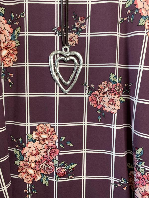 2X - 3X FLORAL TUNIC IN WINE---------sale