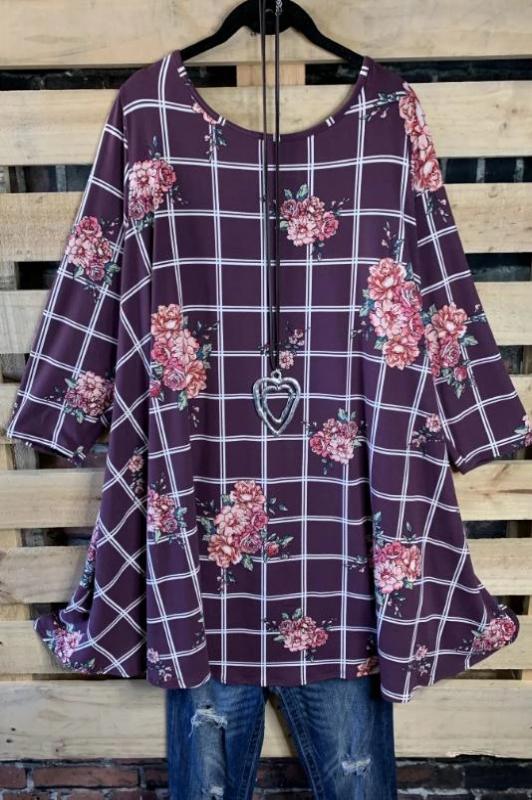 FLORAL TUNIC IN WINE---------sale