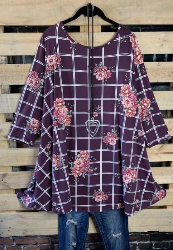 FLORAL TUNIC IN WINE---------sale