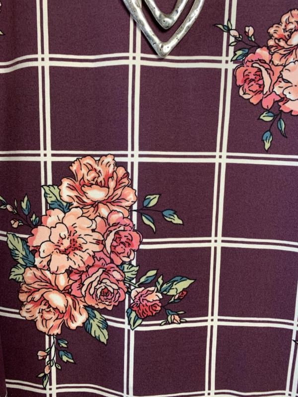 2X - 3X FLORAL TUNIC IN WINE---------sale