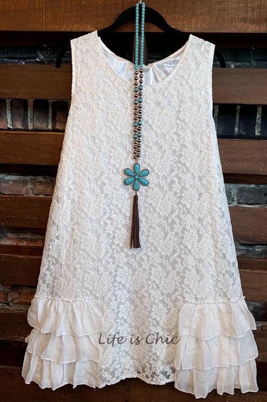 lace layering dress  white