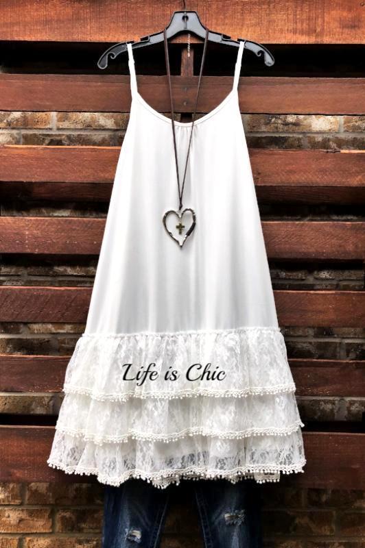 INSPIRED BY YOU LACE LYCRA EXTENDER SLIP DRESS IN WHITE