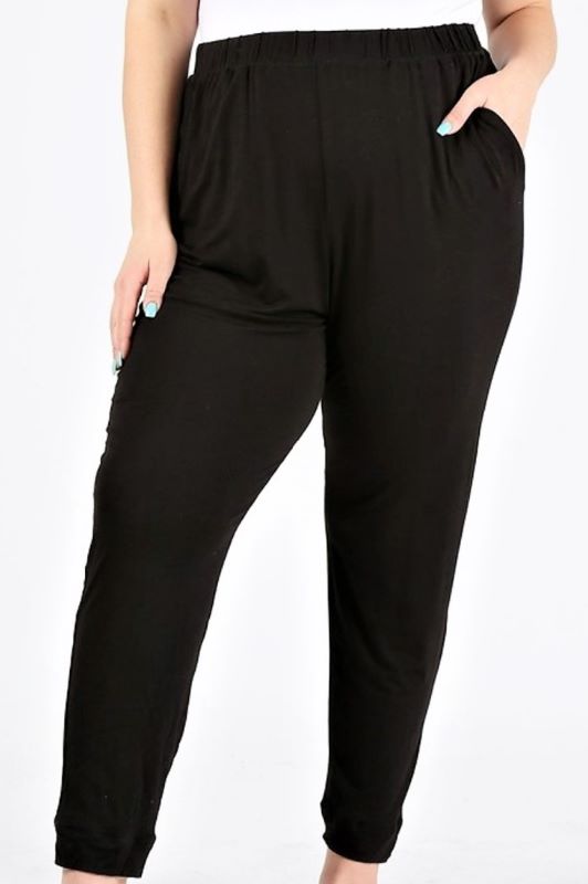 High-Waist Lightweight Jogger Pants in Black