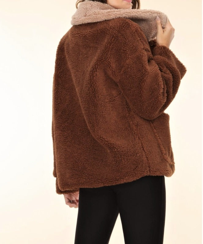 JACKET BROWN FAUX FUR -------------sale