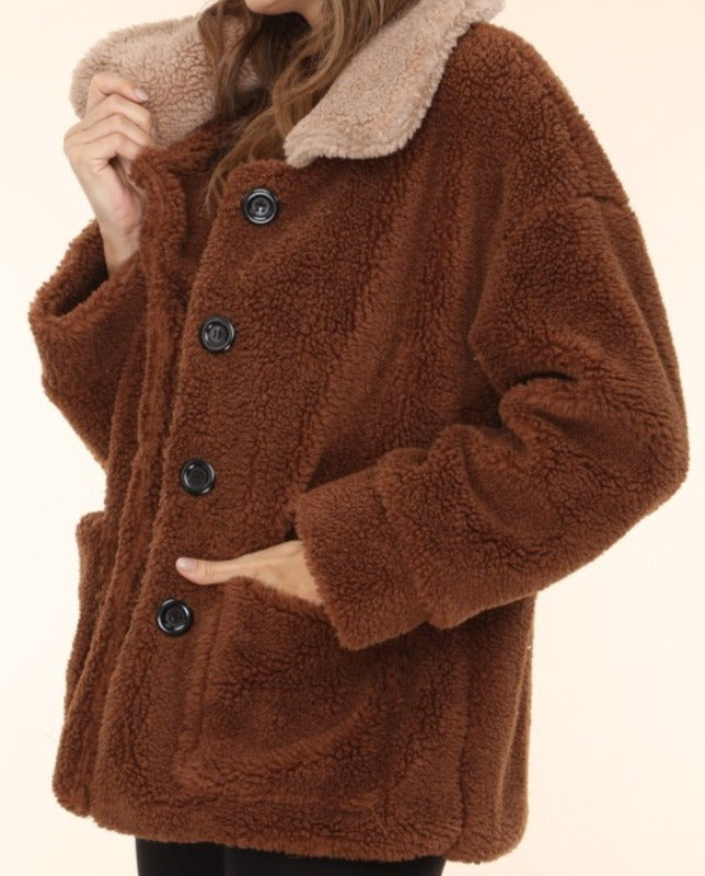 JACKET BROWN FAUX FUR -------------sale